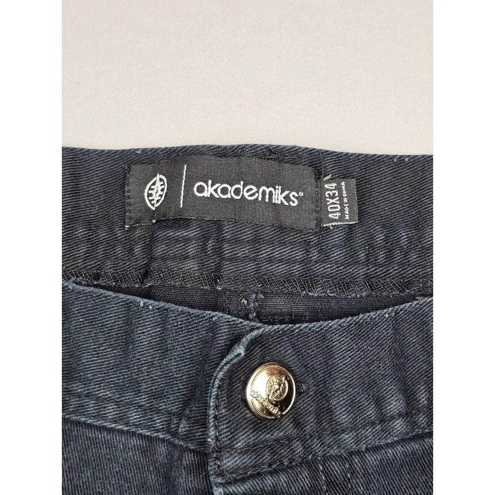 Akademiks Jeans Mens 40x34. Vintage Y2K Black Moto Suede Knee‎ Denim.